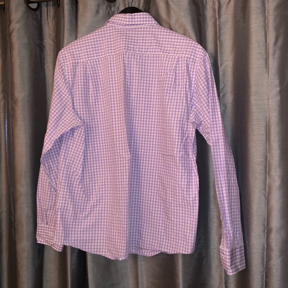 Black Brown 1826 Lavender Gingham Dress Shirt, XL - Picture 2 of 5